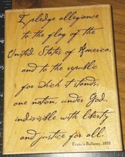 Pledge Of Allegiance,big, Stampabilities, Rubber Stamp, B13 
