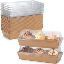 Charcuterie Boxes With Clear Lids 50 Pack 7.5x3.3 Inches Brown Dessert Boxes Rec