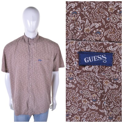 Guess Vintage 1993 Blumenmuster Shirt M Paisley blumig Funky Druck 90er 1990er Jahre Designer