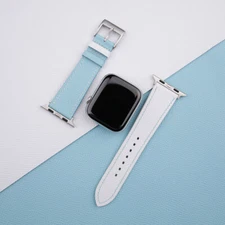 White Light Blue Epsom Leather Apple Watch Band 38mm 40mm 41mm 42mm 44mm 45mm