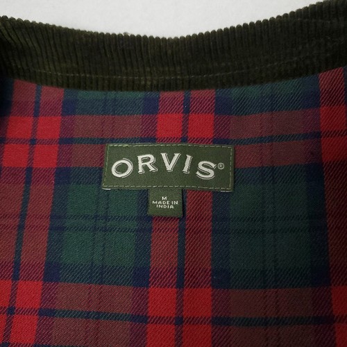 Orvis M Dark Olive Green Flannel Lined Academia Corduroy Waistcoat Hunting Vest - Picture 4 of 12