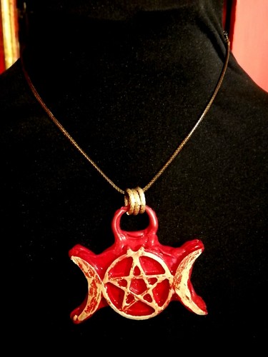 pentagram star pendant amulet necklace triple moon wicca witchcraft gothic witch - Picture 6 of 24