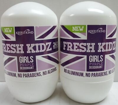 New Fresh Kidz Natural Roll On Deodorant 24 Hour Protection - Girls Purple