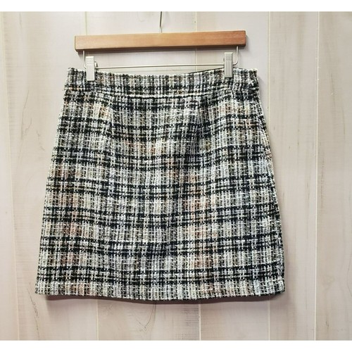 Loft Womens Tweed Plaid Mini Skirt Size 6, Side Zip, 18" length, Classic Look - Picture 3 of 5