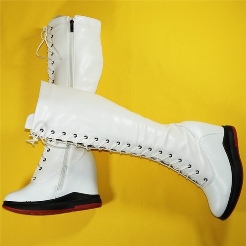 Thigh High Fashion Sneakers Women's Lace Up Leather Wedge High Heels Snow Boots - Picture 24 of 47