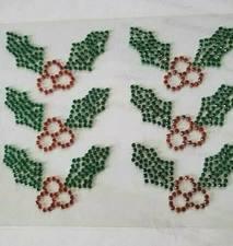 CraftbuddyUS 6pcs 2in Holly/Berries Diamante Self Adhesive Rhinestone Gems DIY