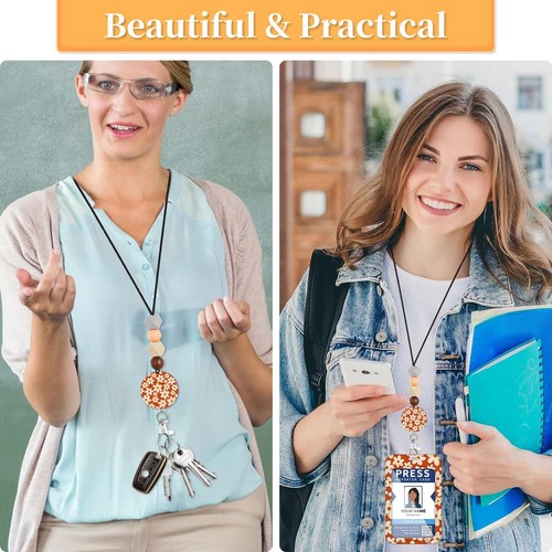 Teacher Lanyard for ID Badge Card Men Women Beaded Breakaway Neck Lanyards Na... - Picture 2 of 7