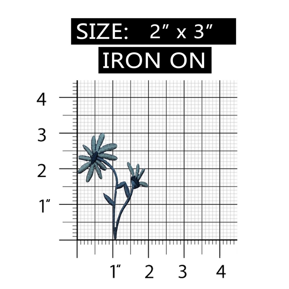 ID 6566 Deep Blue Wildflower Flower Plant Iron On Embroidered