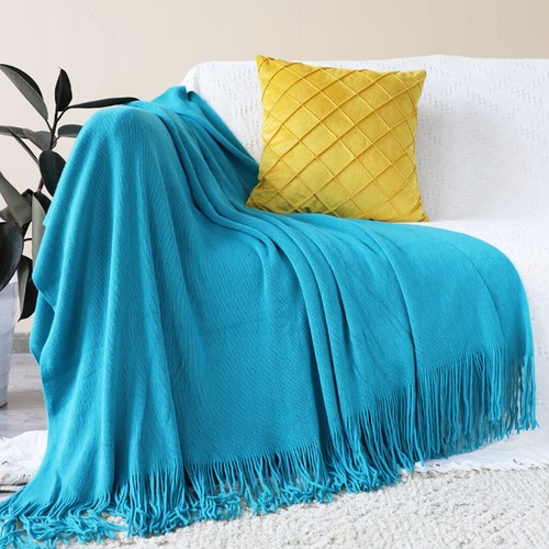 SOGA 2X Soft Warm Knitted Blanket Light Acrylic Bed Couch Decor Cover Blue - Picture 2 of 10