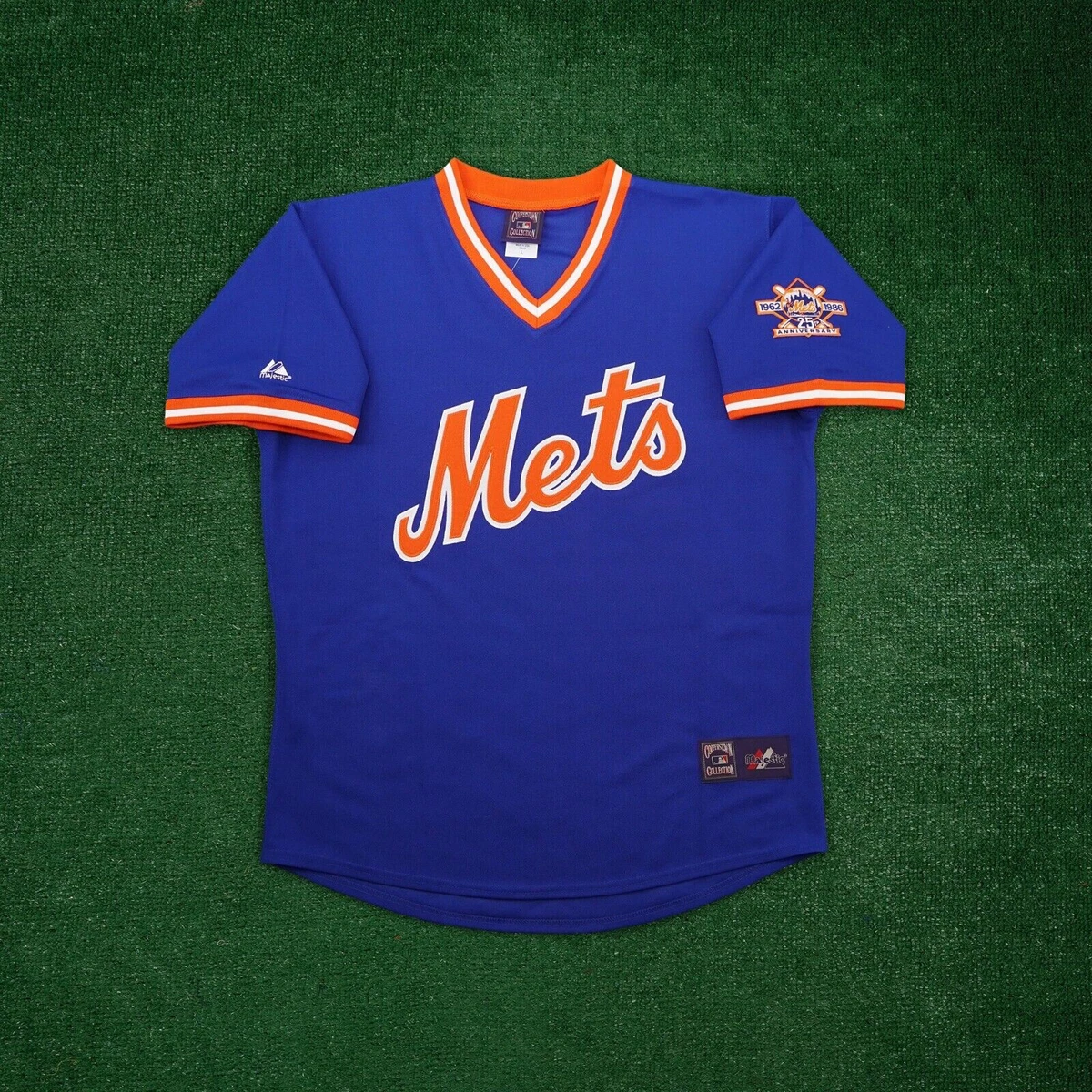 New York Mets 1986 Alt. Blue Cooperstown Throwback Men's Jersey w/ 25th  Patch