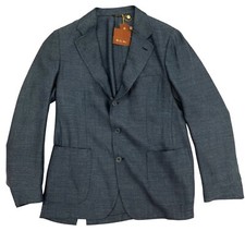 2,400 Loro Piana Wool Silk Linen Blue Blazer Size EU 52, US 42 Made in Italy