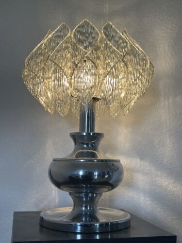 Lampa podłogowa / lampa stołowa szkło lodowe 60s mid century Ice Glass Made We Włoszech