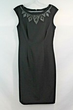 Nine West Dress size 2 Black Lined Faux Leather Studded Designed Neck Trim