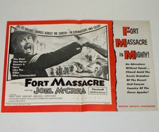 FORT MASSACRE 1958 Movie Film PRESSBOOK - Joel McCrea