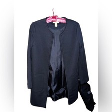 H M Black Open Front Fully Lined Blazer Women s Size 8 Lightweight Work Jacket