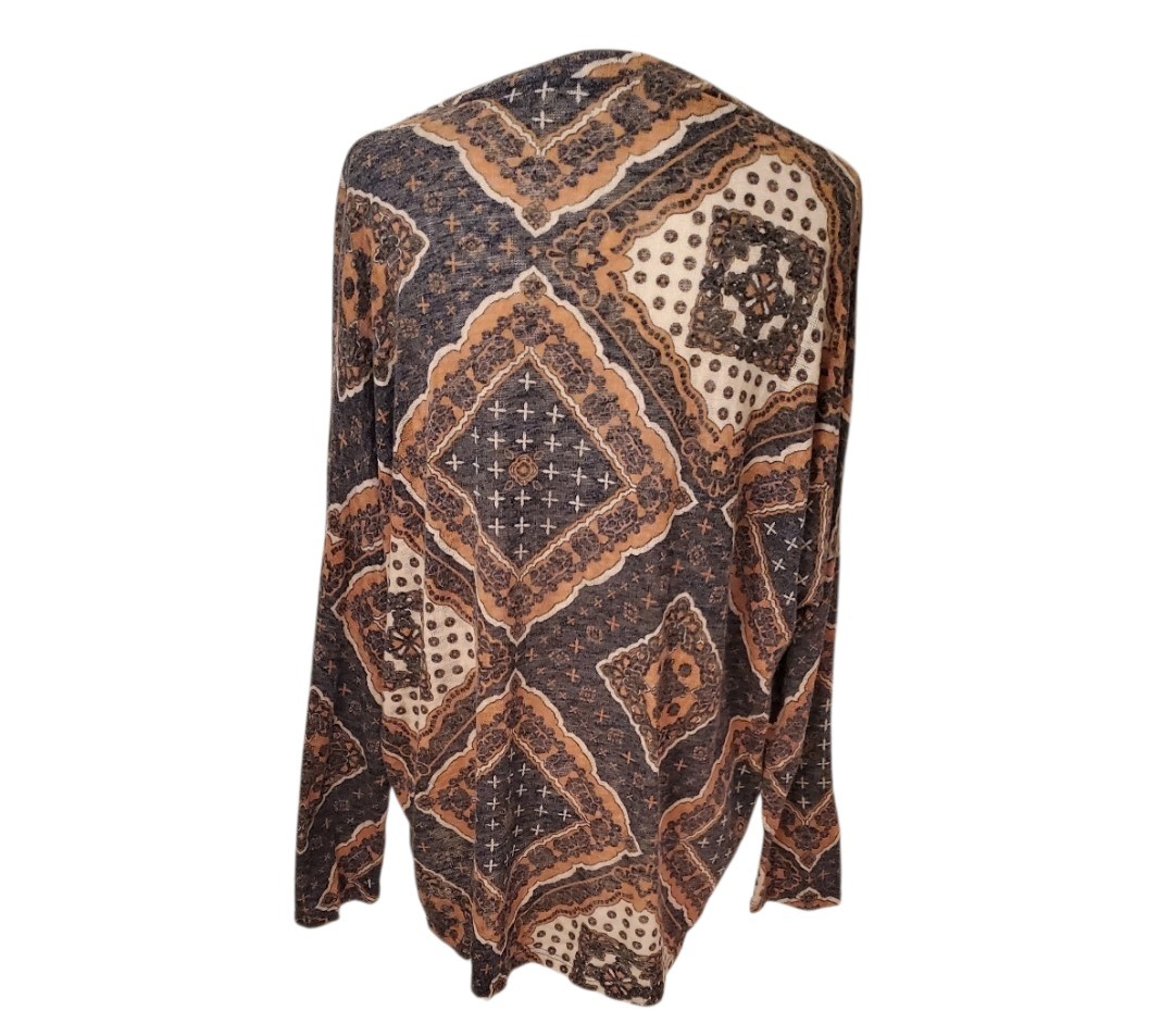 Entro Boho Patchwork Print Long Sleeve Fall Top  … - image 3