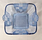 Vintage Art Deco Ice Blue Depression Glass Bowl | 6.5" Square EUC