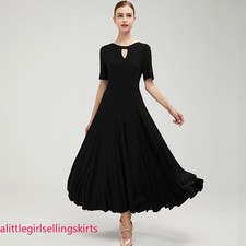NEW Latin Ballroom Dance Dress Modern Salsa Waltz Standard Long Dress Q143 Black