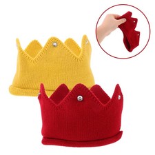 2pcs Toddler Knitted Crown Hat for Girls Boys Cute Knit Beanie Cap Baby Frist