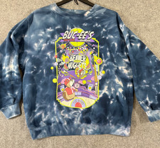 Bucee's Sweatshirt Womens L Blue Tie Dye Fleece Beaver Nuggets Graphic Crew Neck