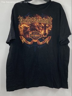 Harley Davidson Mens Black Graphic Short Sleeve American Pullover T Shirt Sz 2XL