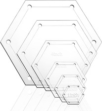 6 PCS Acrylic Hexagon Quilting Templates, 1", 1.5", 2", 3", 4", 5" Template with