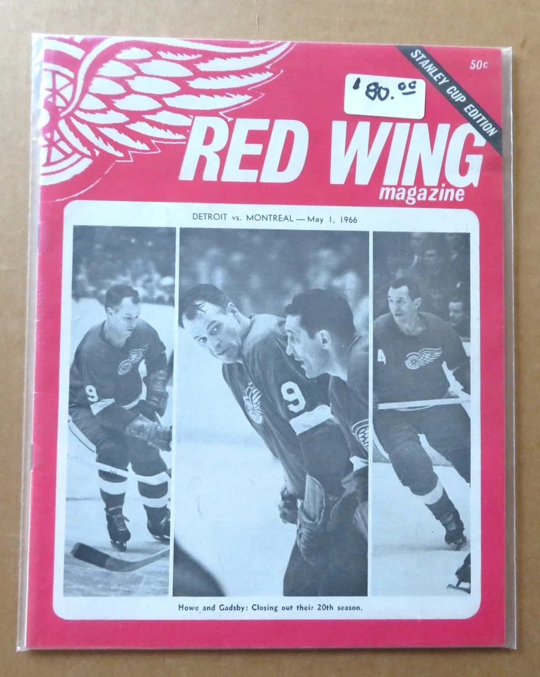 Vintage Det Red Wings vs Montreal Program May 1, 1966 Gordie Howe on cover - Image 2 of 3