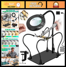 Adjustable Helping Hands Soldering Station with 30X 12X Magnifying Glass  Light