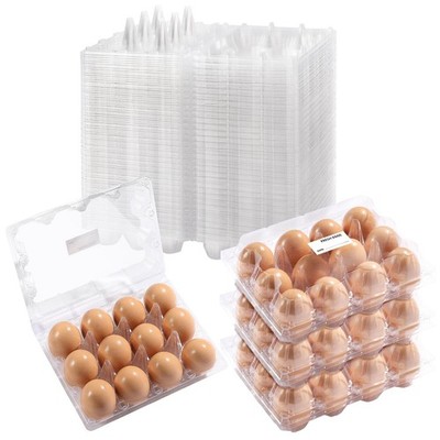 DecarDamai 100 Pack 3x4 Plastic Egg Cartons 7.8'' x 5.7'' x 2.8'', transparent 