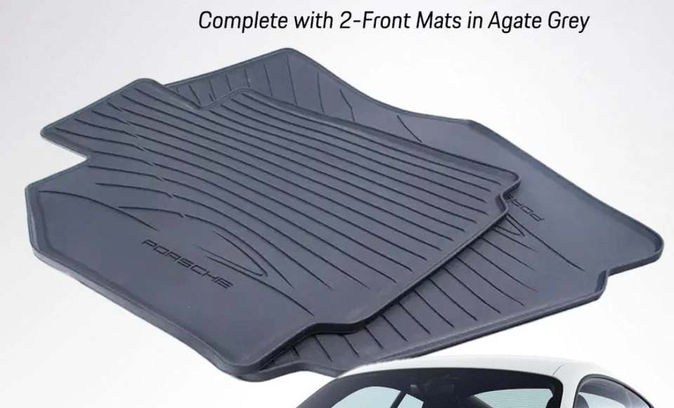 Alfombrillas de goma para todo tipo de clima Porsche 718 Cayman 2016-2025 en color gris ágata Foto 2 de 2