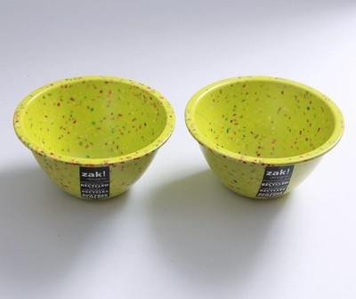 NEW Set of 2 Zak! Designs CONFETTI Lime Green Melamine Bowls 5 5/8''