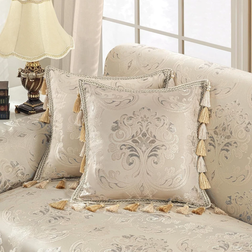 Fundas de Sofá de Lujo, Clásico Damasco Jacquard Grueso Chenille Funda de Sofá Muebles Foto 4 de 4