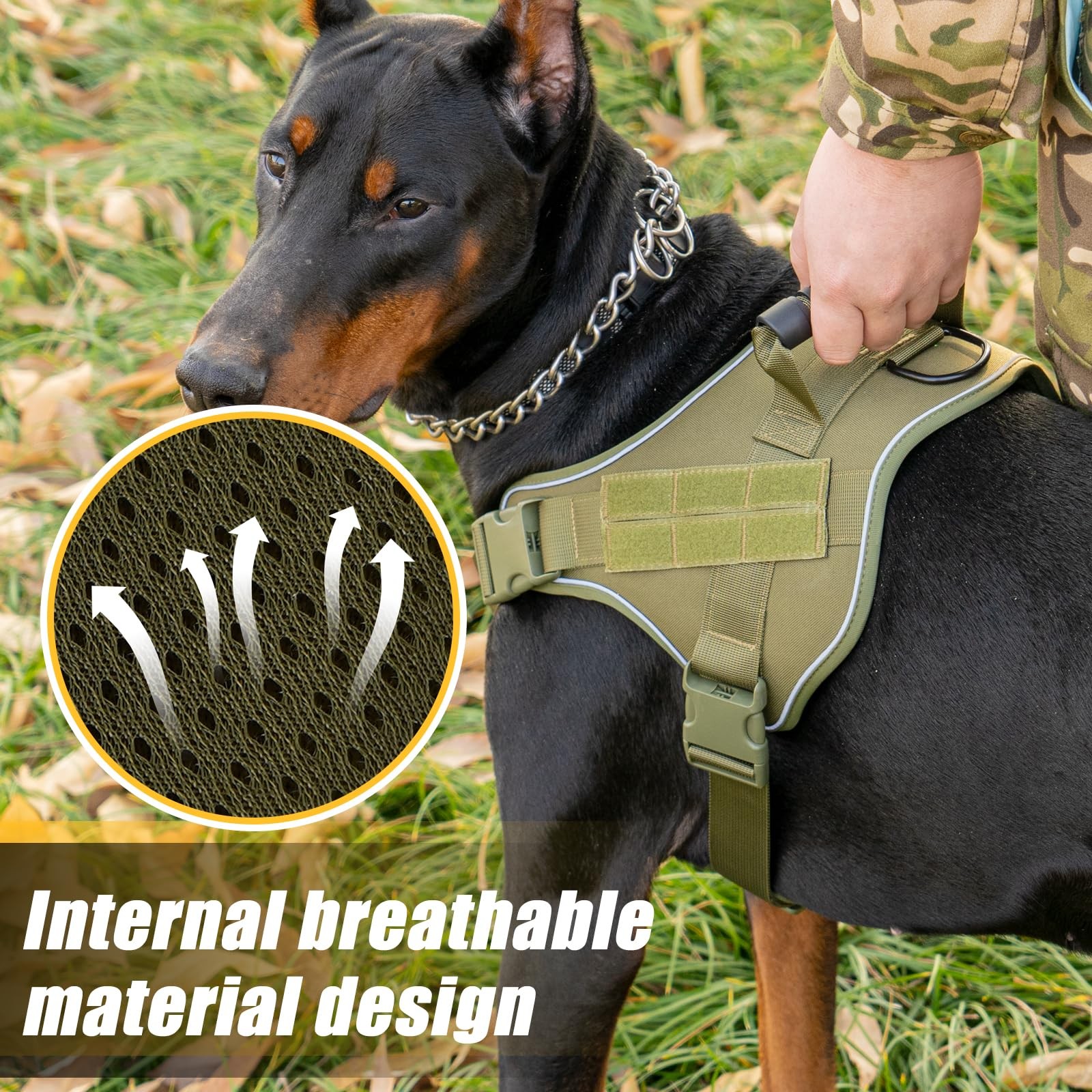 Tactical Dog Harness,No Pull Military Pet Harness for Medium Large Dogs, Adju...
