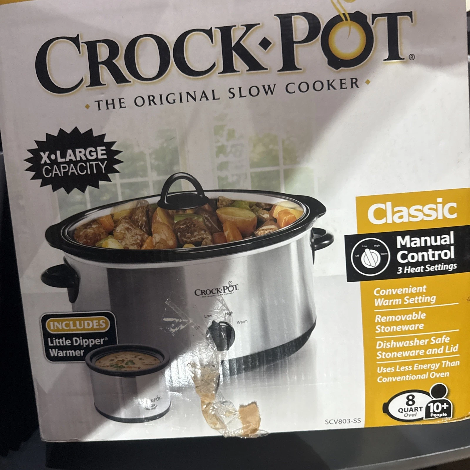 Crockpot 8qt Oval Slow Cooker Digital Countdown Display Auto Warm Setting
