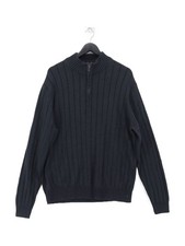 Bass Men's Jumper XL Blue 100 Cotton Crew Neck Pullover