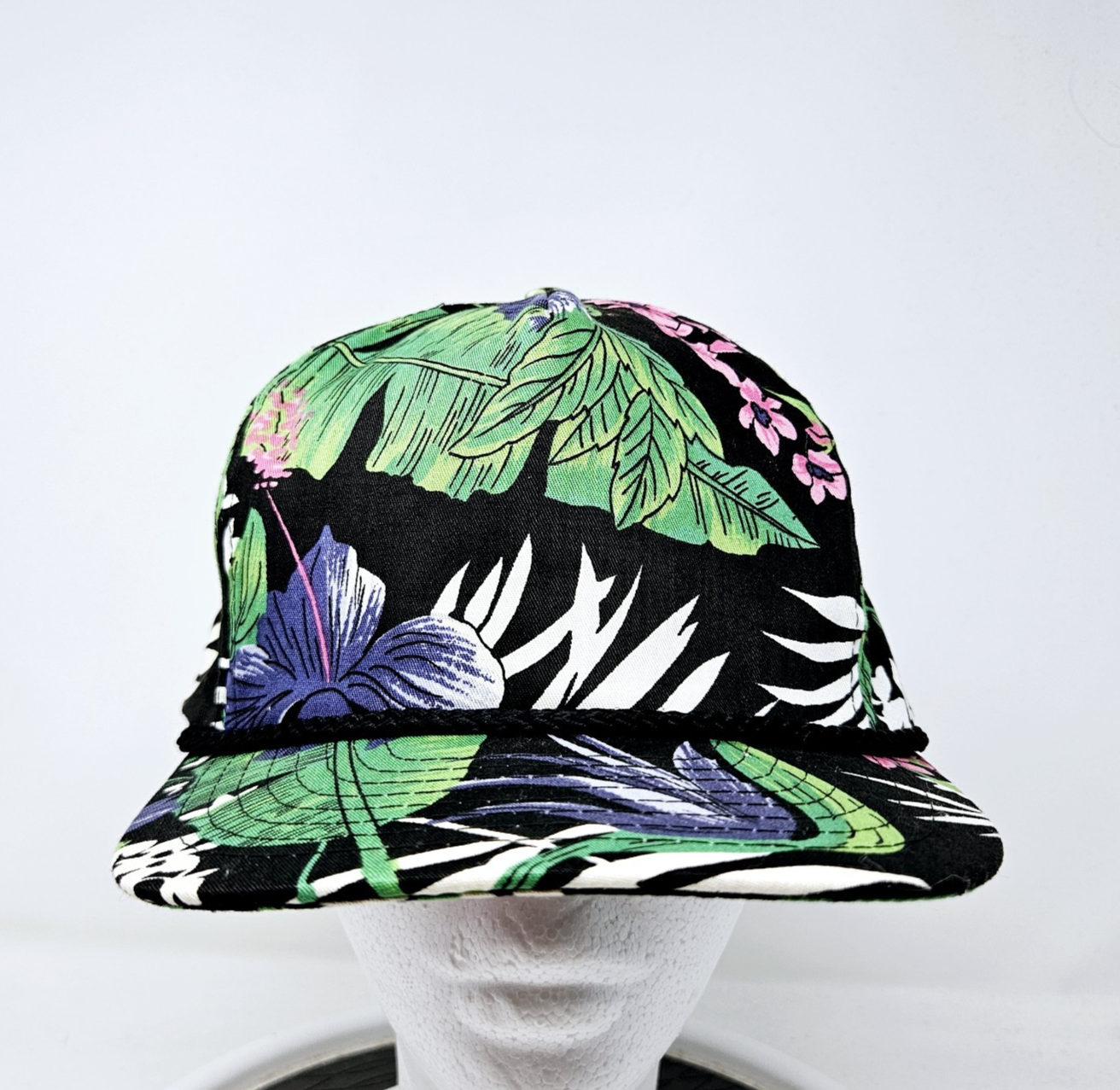 Vintage 80s 90s Floral All Over Print Trucker Hat Used FAST SHIPPING