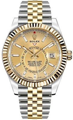 Rolex Sky-Dweller 326933 Champagne Dial Date Two-Tone Jubilee 42mm Men's Watch