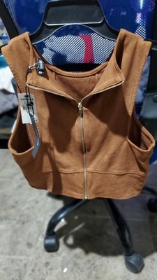 Express Tan Zip-up Vest Suede Brand New with Original Tag Size Small