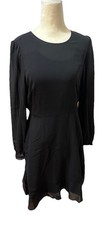 J Crew Womens Chiffon Black Long Sleeve Knee Length Dress Size 6 NWT $118