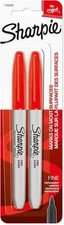 SHARPIE Permanent Markers, Fine Point 2 Count (Pack of 1), Red 