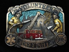 QG11148 NOS VINTAGE 1970s VOLUNTEER FIRE FIGHTER COMMEMORATIVE BELT BUCKLE