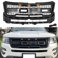 For 2016 2017 Ford Explorer Front Upper Mesh Grille w/ Lights Raptor Style Grill