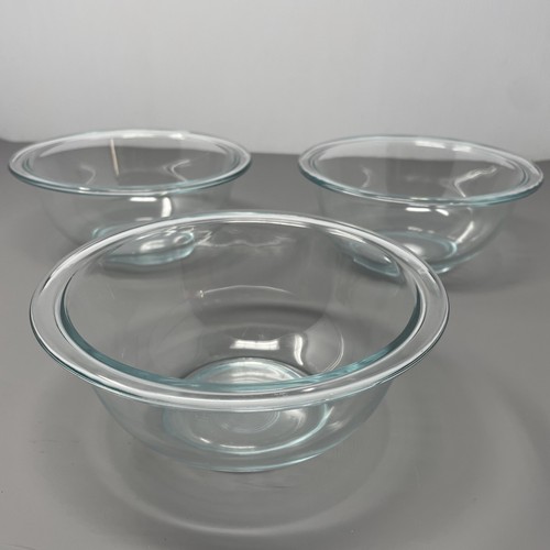 3X Vintage PYREX 322 Clear Blue Tint Glass Nesting Mixing Bowl 1 Quart ...
