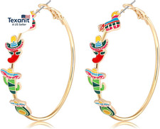 Gold Hoop Earrings for Women Cinco De Mayo Sombrero Pinata Fiesta Earrings Mexic