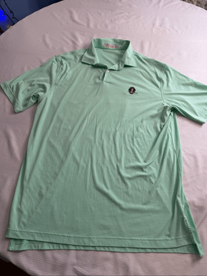 Peter Millar Featherweight Green Blue Golf Polo Size XL