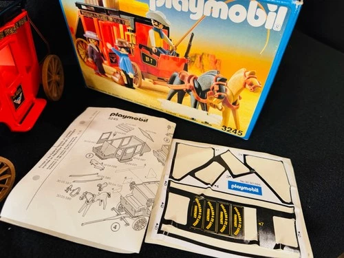 Vintage 1992 Playmobil Stagecoach Set # 3245 - Rare (Complete); Original Box