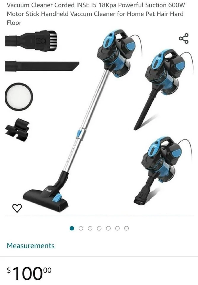 INSE I5 Corded Vacuum Cleaner Floor 18KPa Suction Stick Vacuum Upright 600W - Image 2 of 4