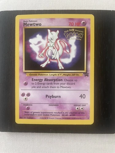 Mewtwo no.3 Black Star Promo Pokemon Card WB Movie, WOTC, Purple
