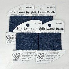 4x Silk Lamé Braid Needlepoint Thread Rainbow Gallery Dark Denim Blue Navy SL106