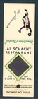 Vintage Baseball Matchbook Lion Match: AL SCHACHT Restaurant